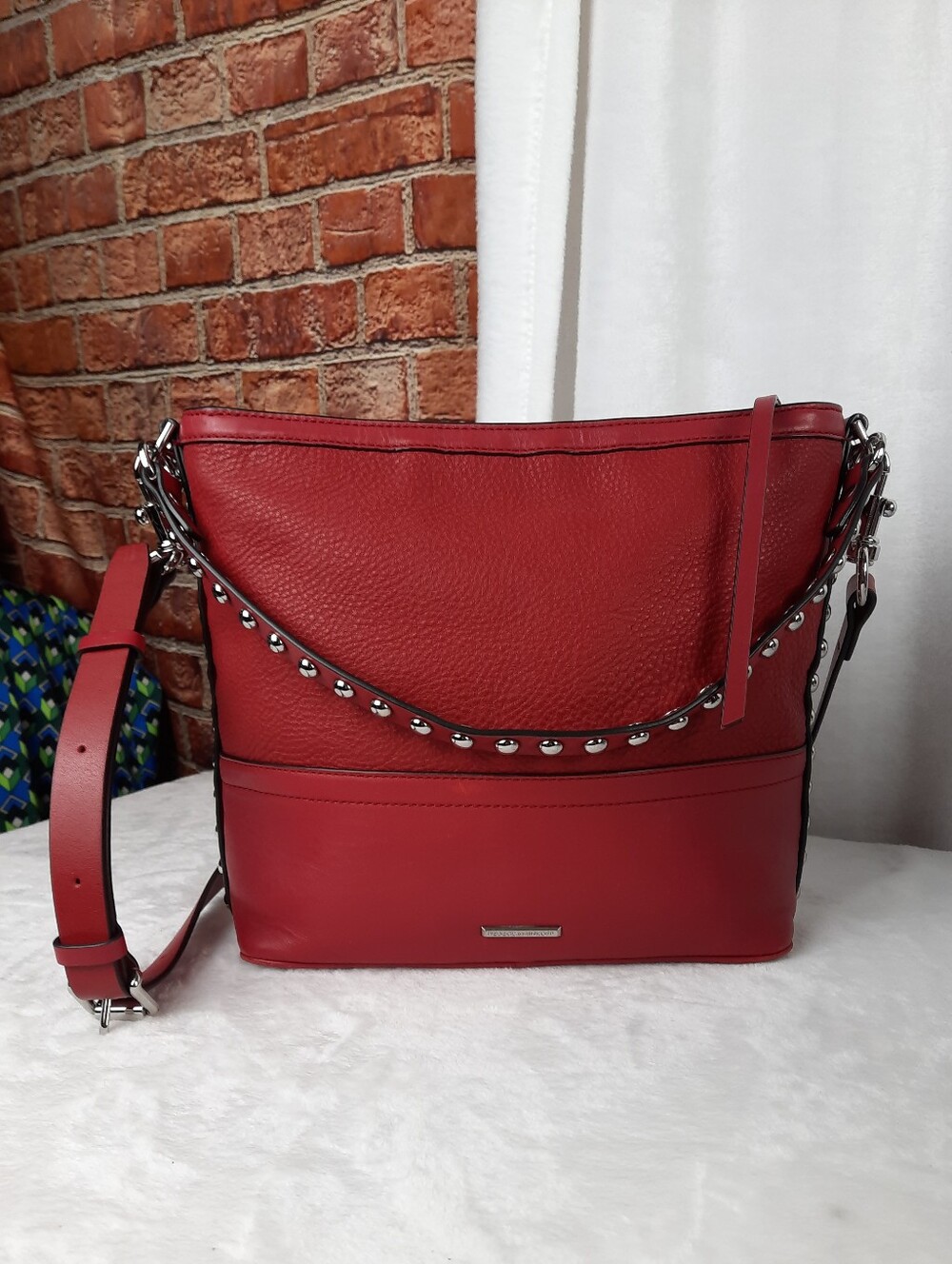 Rebecca Minkoff Red Genuine Pebbled Leather Satchel Bag